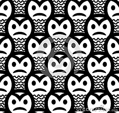 Angry sneaky smiley seamless pattern Vector Illustration