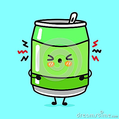 Angry Soda character. Vector hand drawn cartoon kawaii character illustration icon. Isolated on blue background. Sad Vector Illustration