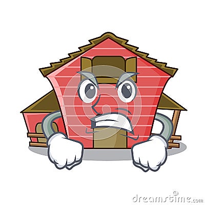 Angry spring day with a red barn cartoon Vector Illustration