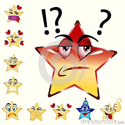 Angry Star Emoji. Red Yellow combine color Vector Illustration