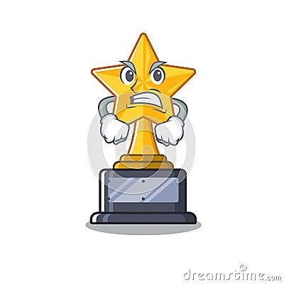 Angry star trophy isolated in the cartoon Vector Illustration
