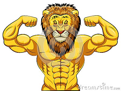 Angry strong lion mascot Vector Illustration