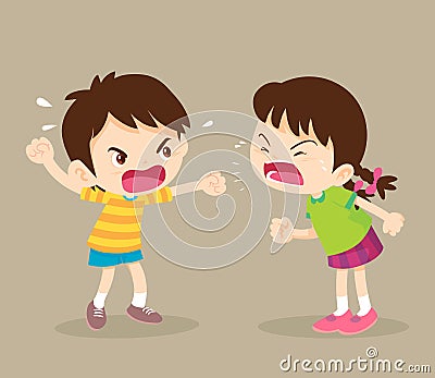 Angry student boy and girl are quarreling Vector Illustration