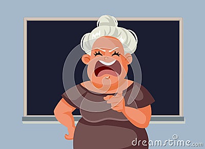 Angry Teacher Screaming in Front of the Class Vector Illustration