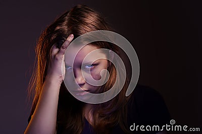 Angry teen girl Stock Photo