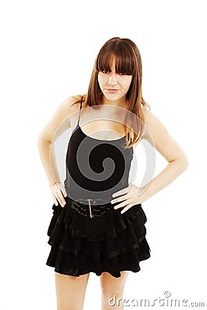 Angry teenage girl standing Stock Photo