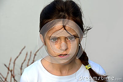 Angry teenager girl Stock Photo