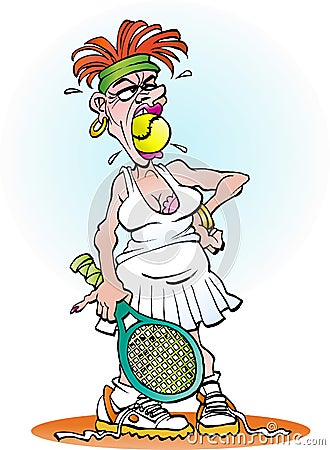 An angry tennis girl Vector Illustration