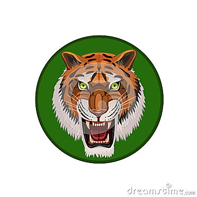 Angry tiger green eyes Vector Illustration
