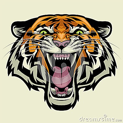 Angry tiger head Vector Illustration