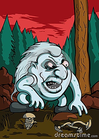 Angry troll in the forest Vector Illustration