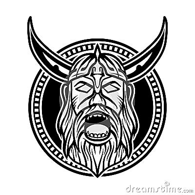 Angry viking head creative logo concept Vector Illustration