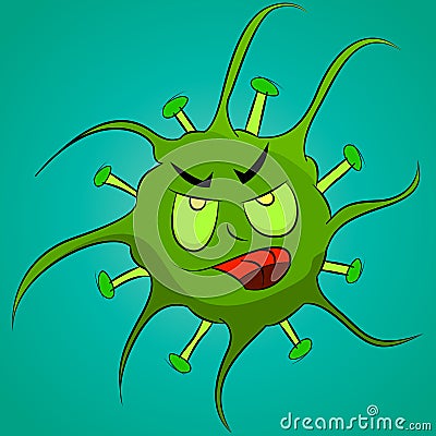 Angry green mean virus illustration Vector Illustration