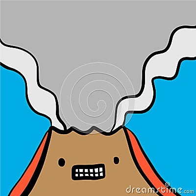 Angry volkano hand drawn illustration in cartoon style Cartoon Illustration