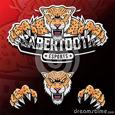 Angry wild animal sabertooth esport logo illustration Vector Illustration