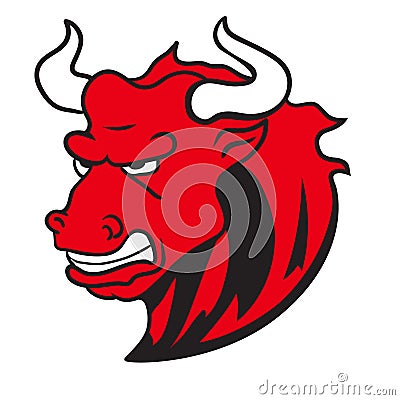 Angry wild bull in cartoon design for mascot or equestrian sport Vector Illustration