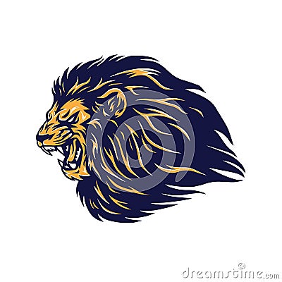 Angry Wild Lion Head Mascot Logo Illustration Vector Illustration