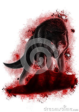 Angry wild wolf illustration Stock Photo