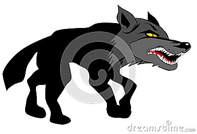 Angry Wolf Approaching its Prey Vector Illustration