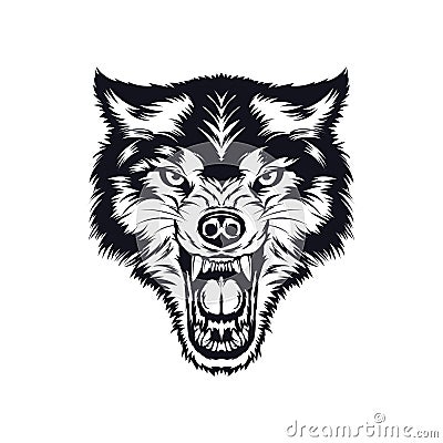 Angry Wolf Face in vector comic style Vector Illustration