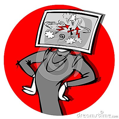 Angry woman with computer face Vector Illustration