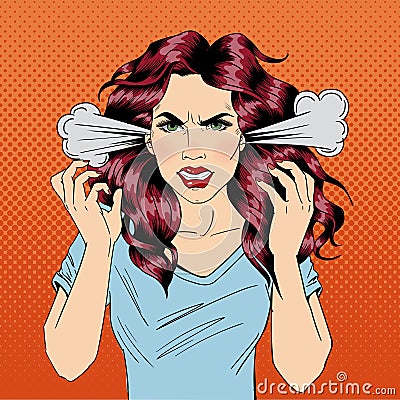 Angry Woman. Furious Girl. Negative Emotions. Bad Days. Bad Mood Vector Illustration