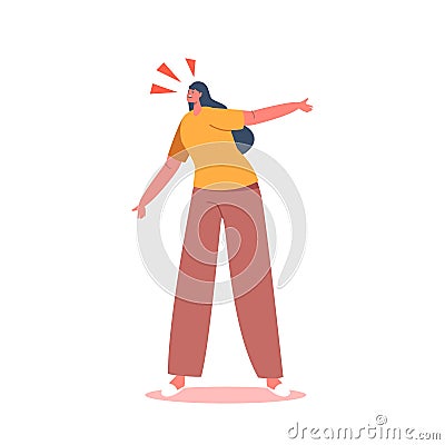 Angry Woman Screaming, Hysterical Negative Face Expression, Emotion, Bad Feelings Reaction. Conflict, Confrontation Vector Illustration