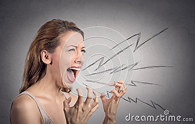 Angry woman screaming Stock Photo