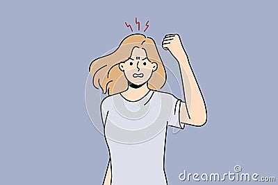 Angry woman show fist feeling furious Vector Illustration