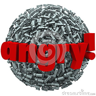 Angry Word Exclamation Points Mad Emotion Fury Stock Photo