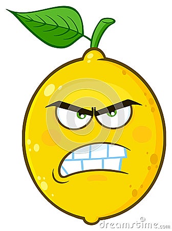 Angry Yellow Lemon Fruit Cartoon Emoji Face Character With Aggressive Expressions Vector Illustration