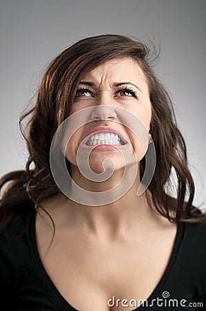 Angry Young Caucasian Woman Portrait Stock Photo