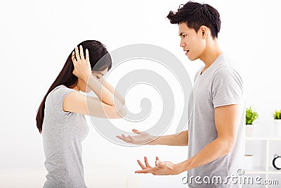 Angry young couple arguing Stock Photo