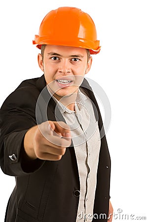 Angry young structural engineer or architect Stock Photo