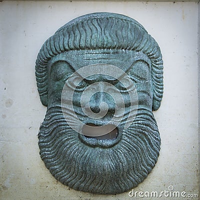 Angry Zeus statue face Stock Photo