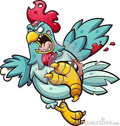 Angry zombie chicken Vector Illustration