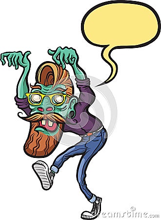 Angry zombie hipster Vector Illustration