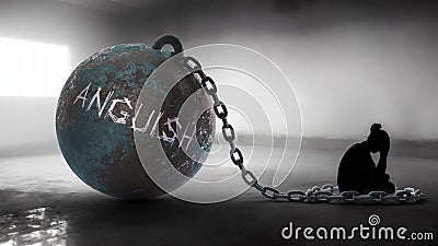 Anguish against a woman. Trapped in a hate prison, chained to a burden of Anguish. Alone in pain and suffering Stock Photo