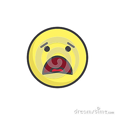 Anguished face emoticon filled outline icon Vector Illustration