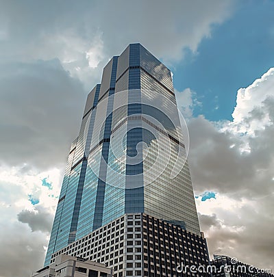 Angular geometric mirror cladding on a modern building with repeating structure Editorial Stock Photo