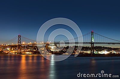 Angus L. Macdonald Bridge that connects Halifax to Dartmouth Stock Photo