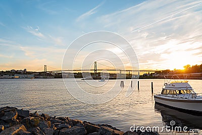 Angus L. Macdonald Bridge at sunset Stock Photo