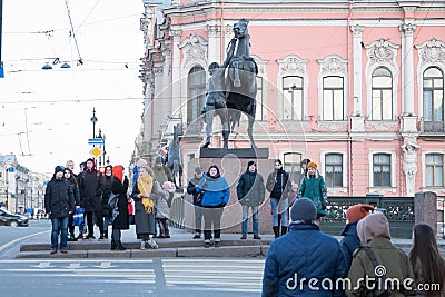 Anichkov bridge. Nevsky prospect Editorial Stock Photo