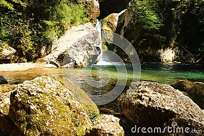 The Aniene river near Subiaco Stock Photo