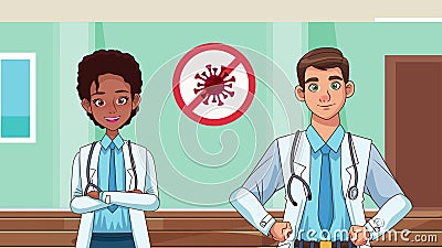 Animaciones De Personajes De Profesionales De Doctores De Pareja  Interracial Metrajes - Vídeo de doctores, cuidado: 187420276