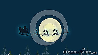 Animación en 2D, árboles de Navidad y casas decoradas para la víspera de Año Nuevo, cámara en movimiento, ciervos y Santa Claus c stock de ilustración Animación en 2D, árboles de Navidad y casas decoradas para la víspera de Año Nuevo, cámara en movimiento, ciervos y Santa Claus c stock de ilustración