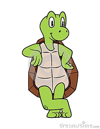 Cartoon Animal Turtle or Tortoise. illustration. For pre school education, kindergarten and kids and children. For print and books Vector Illustration