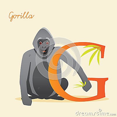 Animal alphabet with gorilla Vector Illustration