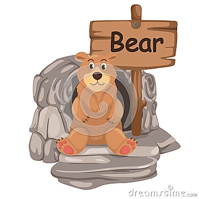 Animal alphabet letter B for bear Vector Illustration