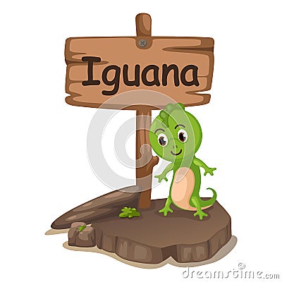 Animal alphabet letter I for iguana Vector Illustration